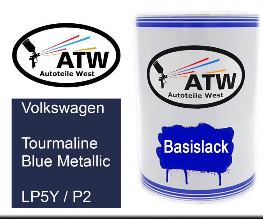 Volkswagen, Tourmaline Blue Metallic, LP5Y / P2: 500ml Lackdose, von ATW Autoteile West.